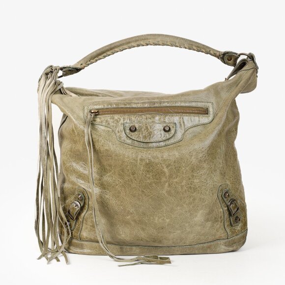 Balenciaga Large Day Bag Green Grey Leather - Picture 1 of 15
